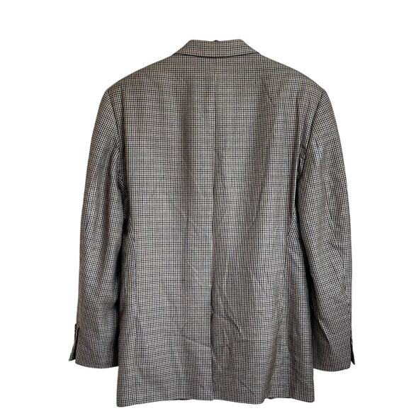 Ralph Lauren Chaps Silk Mens Blazer Size 42R Brown Houndstooth Sport Coat Jacket - Picture 2 of 8